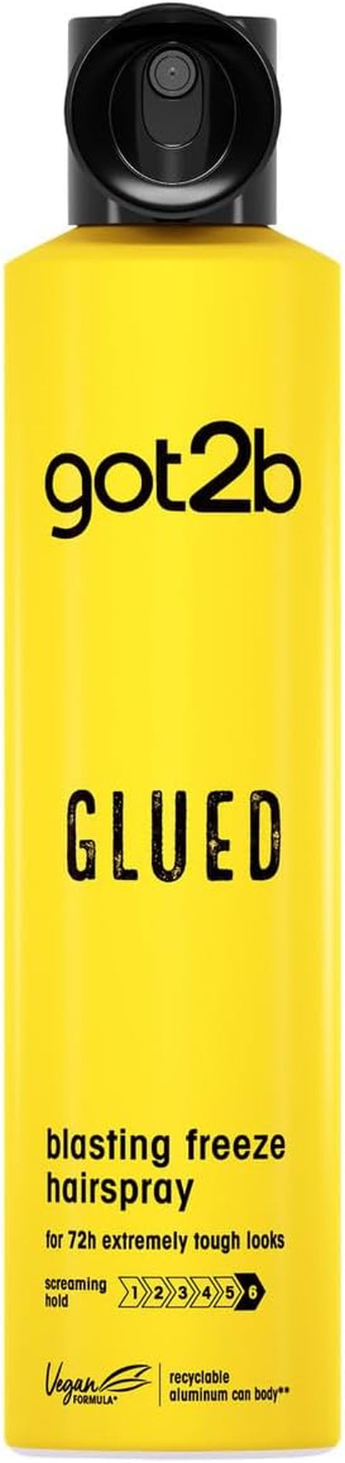 Got2B Glued Blasting Freeze Hairspray 300 Ml, Glued Hairspray for up to 72H Ultra Strong Hold, Hairspray Got2B, for Extreme Hairstyles, Vegan Formula