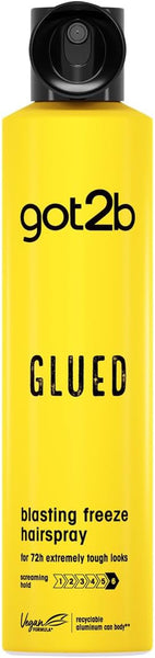 Got2B Glued Blasting Freeze Hairspray 300 Ml, Glued Hairspray for up to 72H Ultra Strong Hold, Hairspray Got2B, for Extreme Hairstyles, Vegan Formula