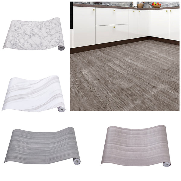 Vinyl Peel and Stick Wood Grain Floor Tile, 61cmx10m Self-Adhesive Vinyl Flooring Roll, Thicken Wear-Resistant Wallpaper Roll for Home Decor Floor & Wall Renovations, Pearl Marble