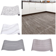 Vinyl Peel and Stick Wood Grain Floor Tile, 61cmx10m Self-Adhesive Vinyl Flooring Roll, Thicken Wear-Resistant Wallpaper Roll for Home Decor Floor & Wall Renovations, Pearl Marble