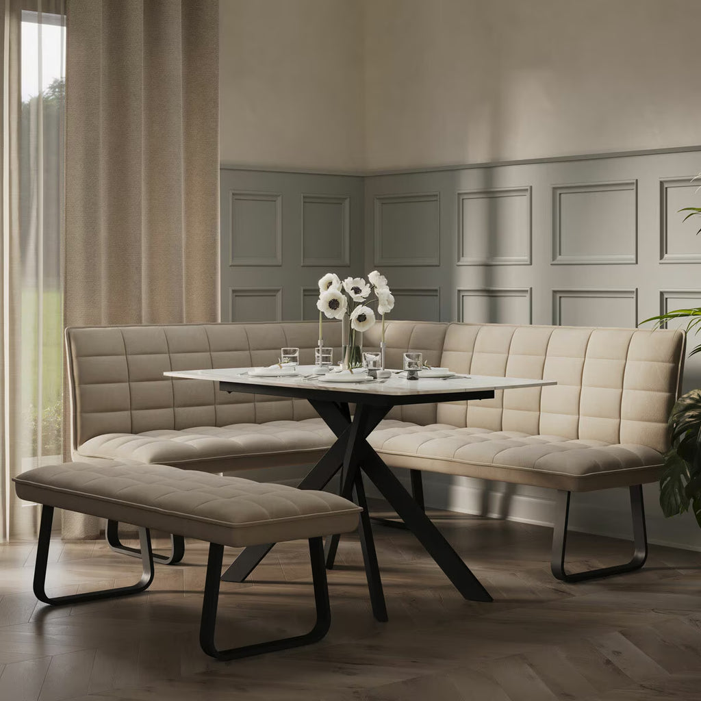 Indus Valley Reva Beige Corner Bench Set, Left Hand Facing