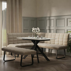 Indus Valley Reva Beige Corner Bench Set, Left Hand Facing