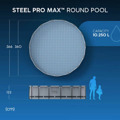 Bestway 12Ft (3.6M) Steel Pro Max above Ground Pool with Filter Pump and Ladder