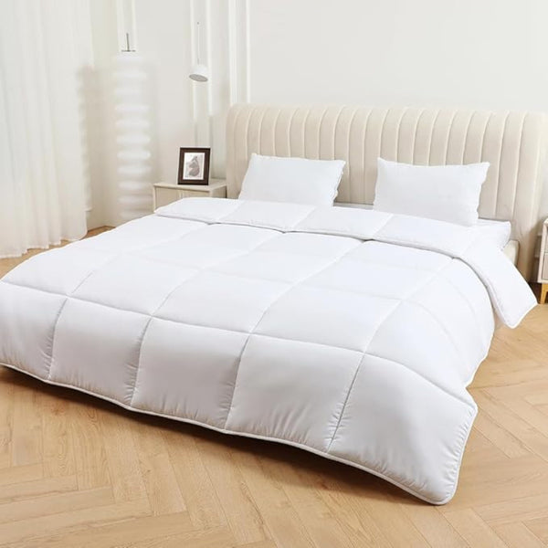 Tog 15 Bedding Grid Quilted Duvet- Ultra-Sof, Warm And Fluffy (White, All Size, Single 135x200cm/ Double 200x200cm/ King 230x220cm/ Supe King 260x220cm)