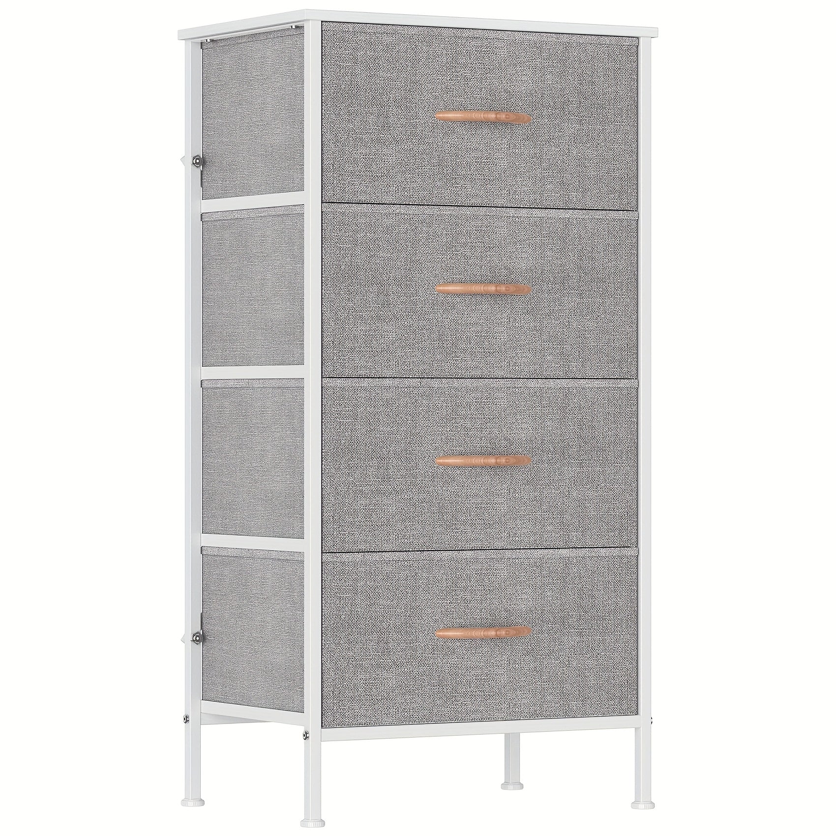4-Drawer Chest Of Drawers with Metal Frame & MDF Wooden Top, Adjustable Feet, Anti-Tip Safety, Spacious Storage Unit for Bedroom Or Living Room (45x30x91cm/ 17.7x11.8x35.8inch)