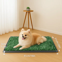 20 x 16 inch Dog Toilet Tray with Artificial Grass – Reusable Dog Litter Tray for Puppies and Small Dogs, Portable Potty with Drainage System for Flat or Home Use Indoor