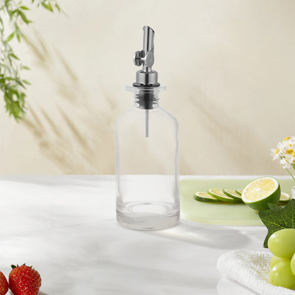 2pcs Olive Oil Dispenser Bottle for Kitchen, Glass Oil and Vinegar Dispenser Set, Coffee Syrup Dispenser, Kitchen Cooking Tools, 350ml/ 500ml, Silver/ Gold