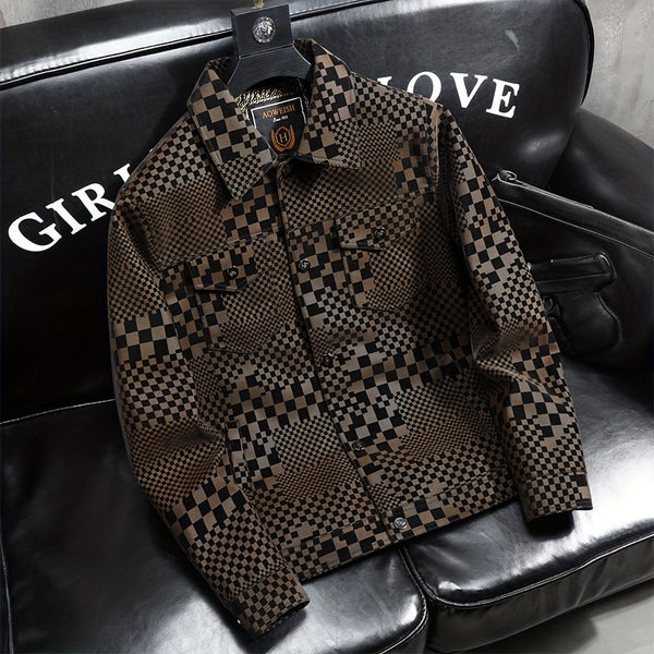 Men's Checkered Jacket with Lapel