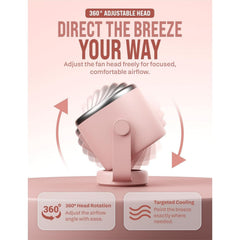 EPISENT Portable USB Desk Fan with Digital Display, Rechargeable Table Fan, 360° Adjustable Air Circulator, Touch Control, Wall Mount Design, 5 Speed Settings, Compact Fan for Home, Office & Travel