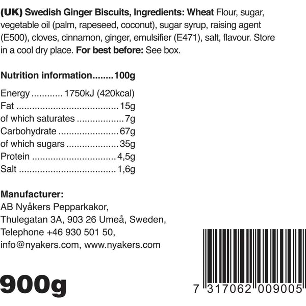 Nyakers Pepparkakor Swedish Ginger Thins, 900G