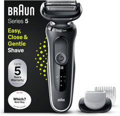 Braun Series 5 Electric Shaver, Wet & Dry Foil Razor for Men with Body Groomer Attachment, Cordless, up to 50 Min, 100 Percent Waterproof, 52-B1600S, Blue