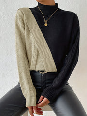 Women'S Sweater - & Color Block, Stand Collar Long Sleeve Pullover, Fall/Winter Layering Essential for Everyday & Formal Outfits, Cute Sweaters