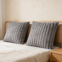 Plush Soft Vertical Strip Decoration Pillow with Pillow Core, Sofa Seat Cushion Cushion Pillow, Square Pillow Home Decoration Sofa Bedroom Pillow, Suitable for Home Bedroom Decoration, Grey, 18