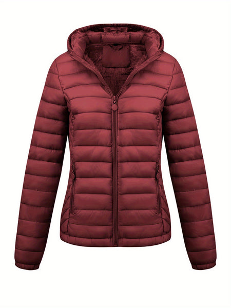 Women's Autumn/Winter Simple Lightweight Hooded Commuter Padded Coat with Pockets