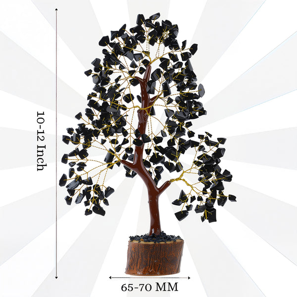 Black Tourmaline Crystal Tree of Life – Natural Healing Chakra Gemstone Tree for Protection, Powerful Positive Energy & Feng Shui Home Decor, Spiritual Gift for Women (Mini Crystal Guide Included)