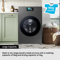 Samsung Series 9 Large Capacity WD18DB8995BZT1 18Kg / 11Kg Washer Dryer, a Rated in Dark Steel