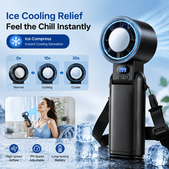 4-In-1 Portable Handheld Fan, Rechargeable Silent Cooling Fan, 199 Speeds with HD Display & Clip, USB-C Fast Charging for Summer, Office, Travel & Commuting, Black, White, Gray Purple