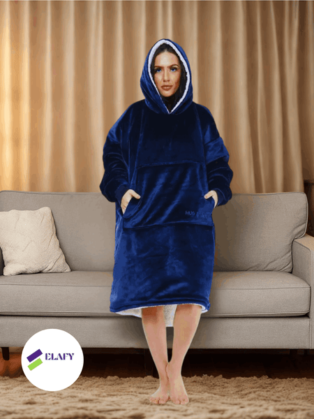 ELAFY - Casual Oversized Hoodie – Plain Pullover Sweatshirt for Everyday Wear, Soft Fabric with Pocket and Hood