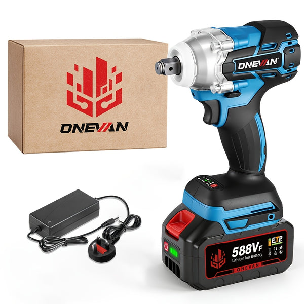 Brushless Electric Wrench, 1/2 Inch Impact Wrench Set,, with LED Work Light, 2 Forward Speeds, 2 Reverse Speeds, for Home DIY/Electric Tools Home DIY/Electric Tools, Furniture Installation Scaffolding Electric Tools, ONEVAN