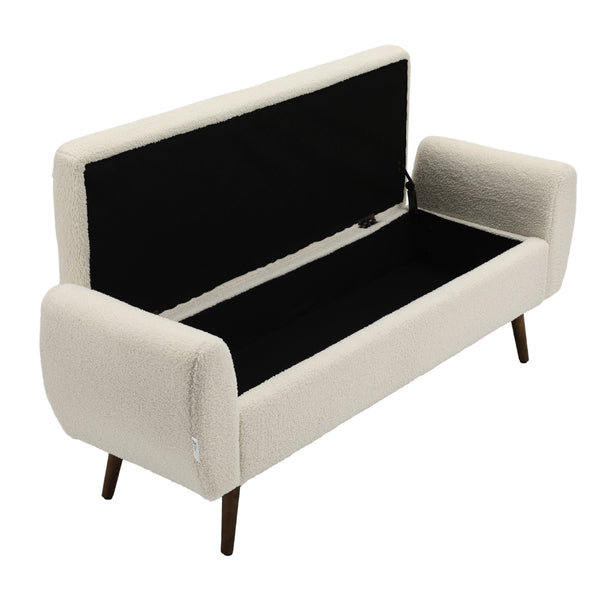 1pc Upholstered Bench Chiar With Storage Box, Padded Bench With Storage Space, Window Seat Bench, End of Bed Bench, Shoe Bench, Footstool With Wooden Legs For Hallway, Living Room, Bedroom, 153*46*54cm