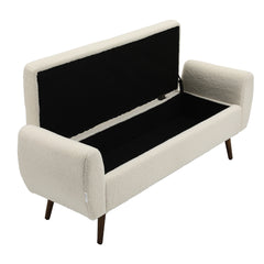1pc Upholstered Bench Chiar With Storage Box, Padded Bench With Storage Space, Window Seat Bench, End of Bed Bench, Shoe Bench, Footstool With Wooden Legs For Hallway, Living Room, Bedroom, 153*46*54cm