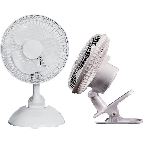 6 Inch Clip on Fan - 2 in 1 design with 2 Speeds, Mains Powered, Silent Desktop Fan with Strong Airflow - Mini Plug in Silent Desk Fan, Ideal Electric Air Circulator for Bed, Cot & Desk top