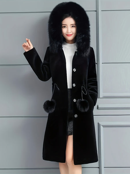 Women'S Elegant Winter Coat - Mid-Length Cold Weather Jacket with Belt, Button Front Closure, Chic Outerwear for Everyday & Formal Events - Warm Fall/Winter Clothing, Seasonal Fashion, Classic Silhouette, Durable Construction, Stylish Winterwear, Fashionc