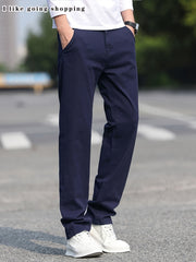 [Tongtongbang Selection OBM] 2pcs Set of Stretch Men'S Chino Pants, Light Business Semi-Formal Casual Straight Trousers