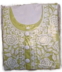Estationeryhouse Women's Georgette Lucknowi chikankari kurti, Rose Design with Heavy Embroidery, Without Bottom