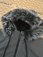 Men'S Mid-Length Oversized Hooded Jacket - Thick Fleece-Lined Full Zip Cardigan, with Drawstring Hood, Suitable for Cold Weather - Casual And Formal Outerwear, European And American Style, Perfect for Winter Layering