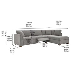 Thomasville Miles Grey Fabric Corner Sofa with Power Footrests, Right Hand Facing