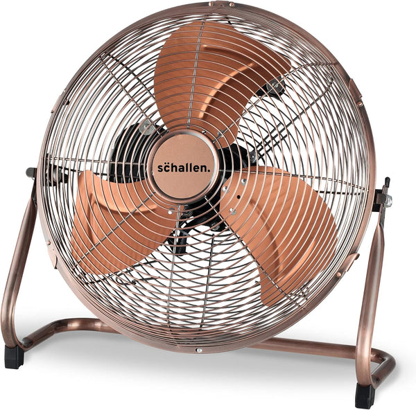 Schallen Copper Metal High Velocity Cold Air Circulator Adjustable Floor Fan with 3 Speed Settings (14