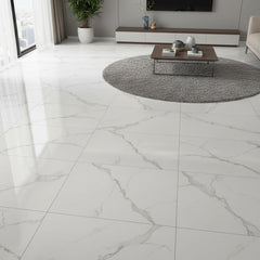 10/20/30/40 Pack Luxury Marble Effect Self-adhesive Floor Tiles 60x30cm, 2mm Thicken Vinyl Flooring Tiles Wall Stickers, Removable PVC Wall Decals, Suitable for Living Room, Bedroom, Kitchen Backsplashes, Bathroom, Office, Background Walls, Easy To Instal