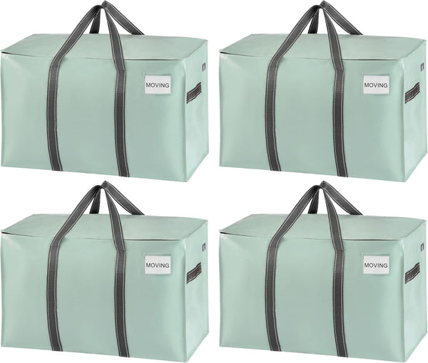 VENO 8 Pack Extra Large Moving Storage Bags with Zips, Heavy-Duty Organizer Tote, Moving Box Alternative, Packing Supply, Clothes Storage Bin, Tag Pocket for Label, Water-Resistant (Clear, 8 Pack)