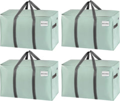 VENO 8 Pack Extra Large Moving Storage Bags with Zips, Heavy-Duty Organizer Tote, Moving Box Alternative, Packing Supply, Clothes Storage Bin, Tag Pocket for Label, Water-Resistant (Clear, 8 Pack)