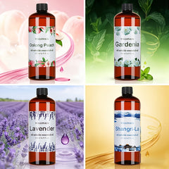 WILLONACK Large Bottle Essential Oil Refill Suitable for All Diffusers, Bulk 500ml/16.91oz with 8 Scents (White Peach, Lavender, Gardenia) - Hotel-Grade Oils for Home, Diffuser Machines, Gift Choice, Plastic Bottle Refill