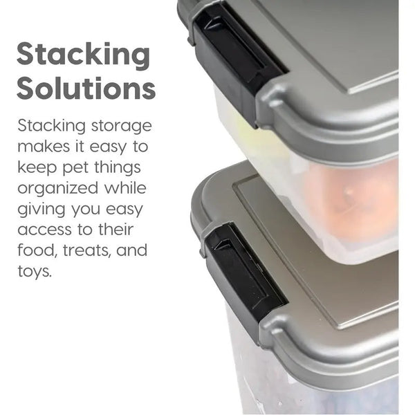 Prime Paws 3-Piece Pet Food Storage Container – Airtight Pet Food Container with Plastic Measuring Scoop, Dry Food Dispenser for Pets, Dogs, Cats, and Animals