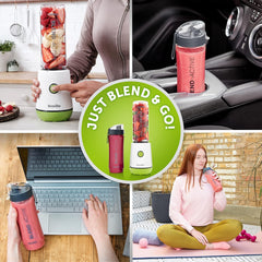 Breville Blend Active Personal Blender & Smoothie Maker | 350W | 2 Portable Blend Active Bottles (600Ml) | Leak Proof Lids | White & Green [VBL246]