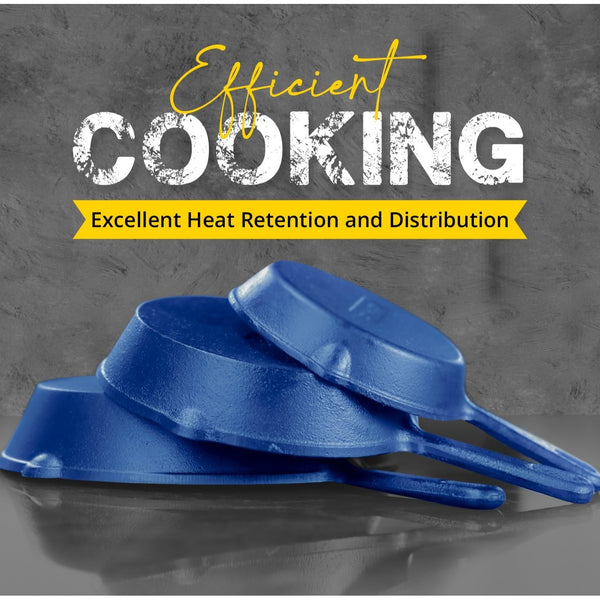 KICHLY Pre-Seasoned Cast Iron Skillet 3pcs Set - 6 Inch 8 Inch 10 Inch Cast Iron Pan