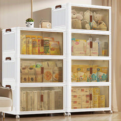 2/3/4/5 Layer Stackable Storage Bins with Lids | Closet Storage with Doors, Large Plastic Storage Boxes with Wheels, Folding Lockers for Bathrooms, Kitchens, Camping, and Offices - Modern Style by VOOVA
