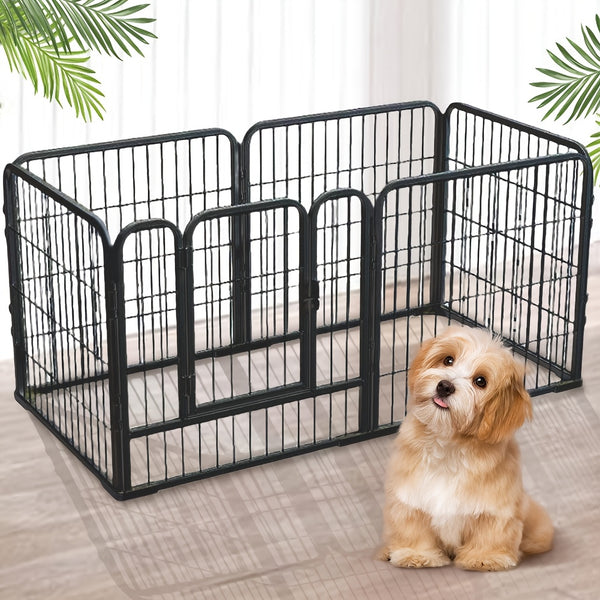 6-Panel Heavy Duty Metal Dog Puppy Playpen - Foldable & Detachable Pet Pen with Assembly, /Outdoor Exercise Fence Suitable for Dogs, Cats, Rabbits - Portable & Sturdy Play Pen