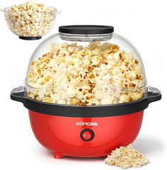 Popcorn Machine 5L Popcorn Maker Round, Non-Stick Coated, Removable Lid, Sugar, Oil & Butter Supportable, Electric Pop Corn Maker Machine for Christmas Movie Parties
