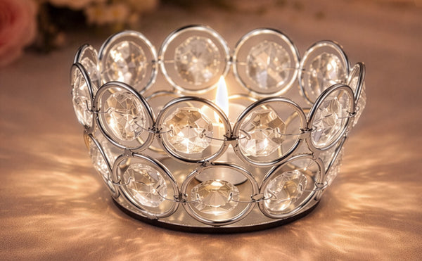 10 Pack Iron Crystal Candle Holders, Bowl-Shaped Decorative Tealight Holders for Table, Wedding, Party & Home Décor