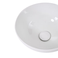 Round Ceramic Counter Top Sink Hand Washing Bowl Bathroom Toilet Cloakroom Basin with Waste Pipe Kits 320*320*130mm