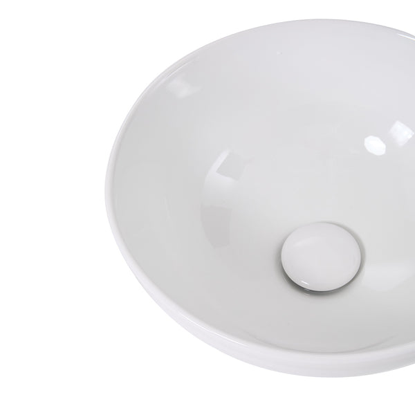 Round Ceramic Counter Top Sink Hand Washing Bowl Bathroom Toilet Cloakroom Basin with Waste Pipe Kits 320*320*130mm