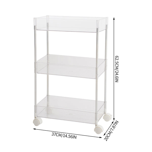 2/3/4-Tier Transparent Storage Cart - Multi-Functional Rolling Organizer with Wheels | for Bathroom, Kitchen, Laundry Room | Snack & Toiletries Holder (Easy Assembly)