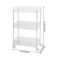 2/3/4-Tier Transparent Storage Cart - Multi-Functional Rolling Organizer with Wheels | for Bathroom, Kitchen, Laundry Room | Snack & Toiletries Holder (Easy Assembly)
