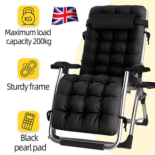 NEW Zero Gravity Chair Reclining Sun Lounger Outdoor Garden Folding Adjustable