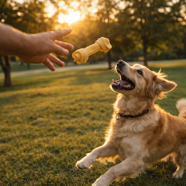 Pure Breed 2 Pack Knotted Rawhide Dog Chew Bones | Long Lasting Dog Chew Treats | High Protein Low Fat Dog Snacks | Puppy & Adult Dog Chew Bones for Indoor or Outdoor Use
