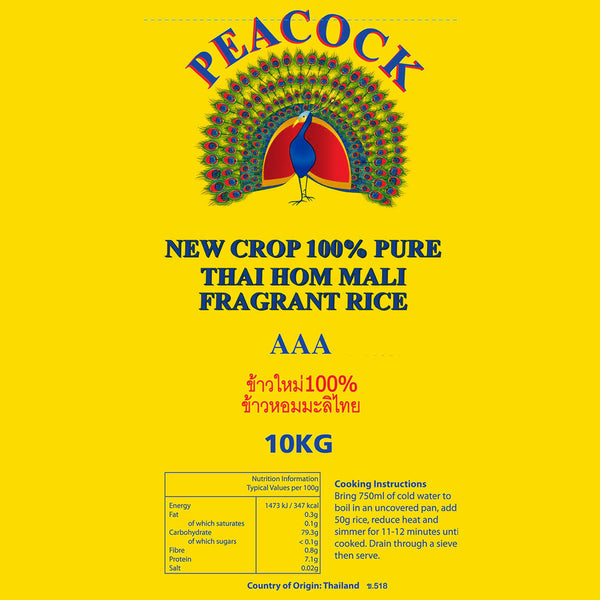 Peacock Thai Hom Mali Fragrant Rice, 10Kg